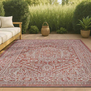 Sinjuri Medallion Textured Weave Indoor/outdoor Area Rug
